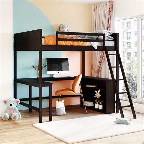 loft bed desk full size|wayfair loft bed full size.